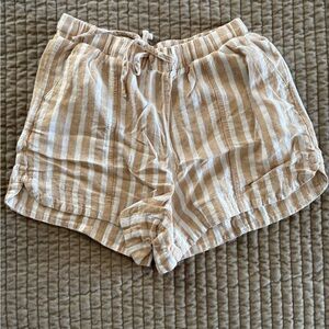 Universal Thread Beige and White Striped Drawstring Shorts